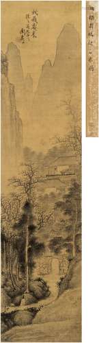 周亮工（1612～1672）（款） 杖履宾来图 立轴 设色绢本