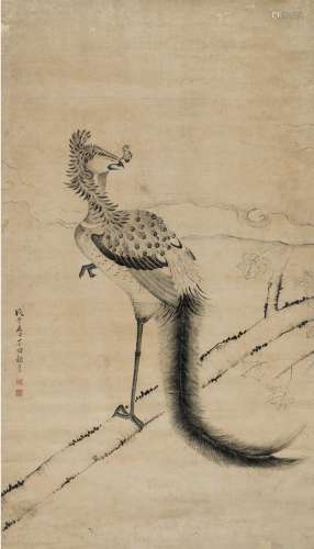 褚章（1721～1795） 1738年作 瑞禽图 镜片 水墨纸本