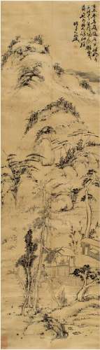 程邃（1605～1691） 秋山隐居图 立轴 水墨绫本