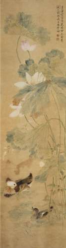 刘德六（1805～1875） 荷塘鸳鸯图 立轴 设色纸本