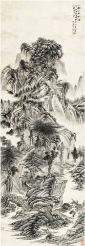 吴历（1632～1718）（款） 1670年作 秋山行旅图 立轴 水墨纸本