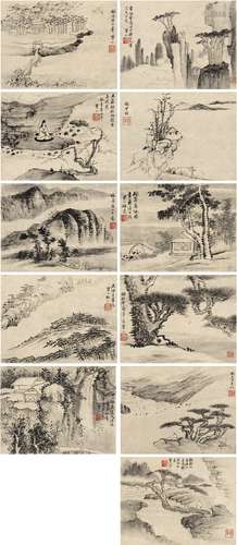 梅清（1623～1697） 1693年作 仿古山水册 册页（十一页） 水墨纸本