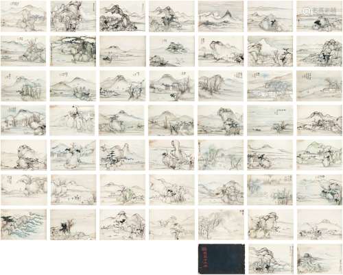 李宝章（约1850～1920后） 山水册 册页（五十一页） 设色纸本