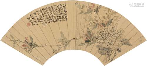 顾曾寿（1836～？） 花开秾艳图 扇页 设色纸本