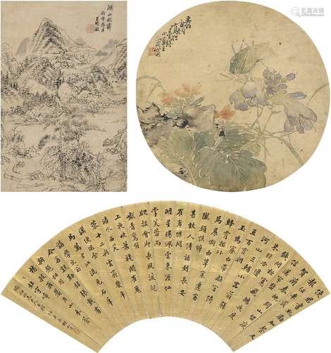 王时敏（1592～1680）邵松年（1848～1923）等 湖山图·行书诗·花鸟 立轴...