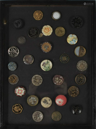 Framed Collection of Flower Buttons