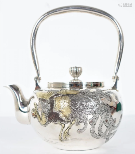 Japanese Sterling Silver Teapot, 20.5ozt