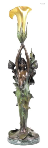 After Julien Causse (1869-1914) Bronze Figural Lamp