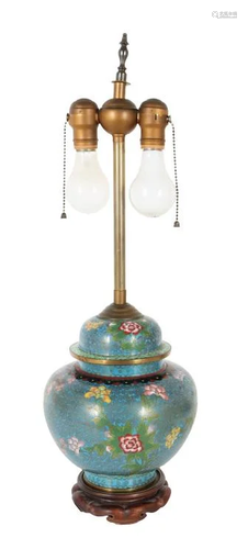 Chinese Cloisonne Ginger Jar Lamp