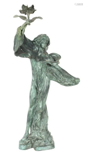 Large Art Nouveau Angel Candlestick