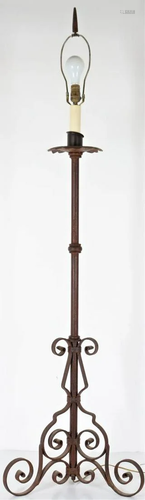 Wrought Iron 18th C. Style Candlestick Floor Lamp