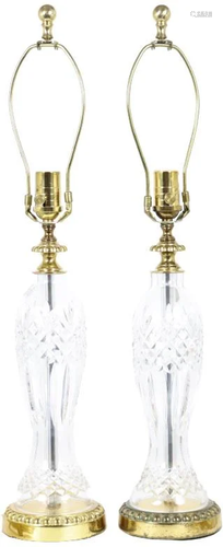 Pair of Waterford Cut Crystal Glass Lamps