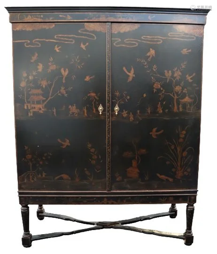 Chinoiserie Decorated Armoire w/ Guilding