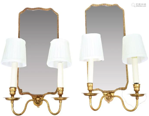 Pair of Two-Branch Mirror Sconces