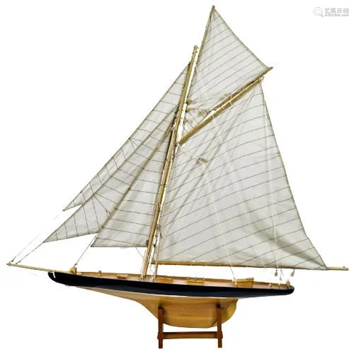 Large Model Wood & Cloth Sailboat