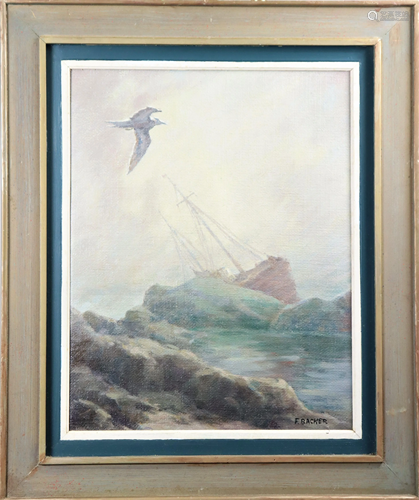 Signed Oil on Canvas Seascape