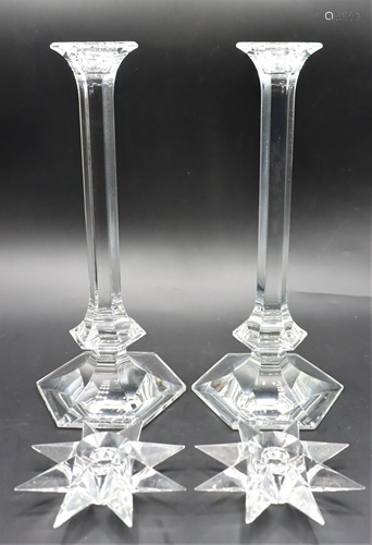 (2) Glass Candle Sticks & (2) Candle Holders