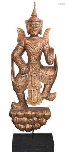 Thai Gilt Wood Dancing Temple Figure