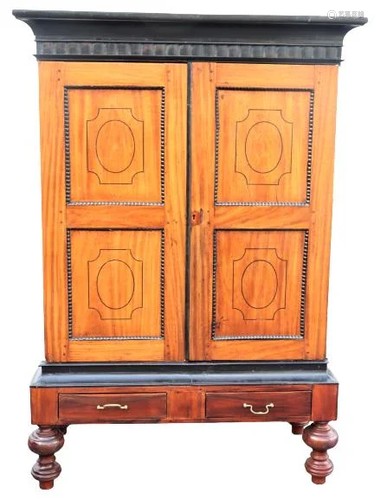 Important 19th C Anglo Indian Inlaid Armoire