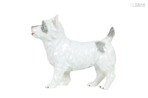 German Dresden Porcelain Terrier Figurine