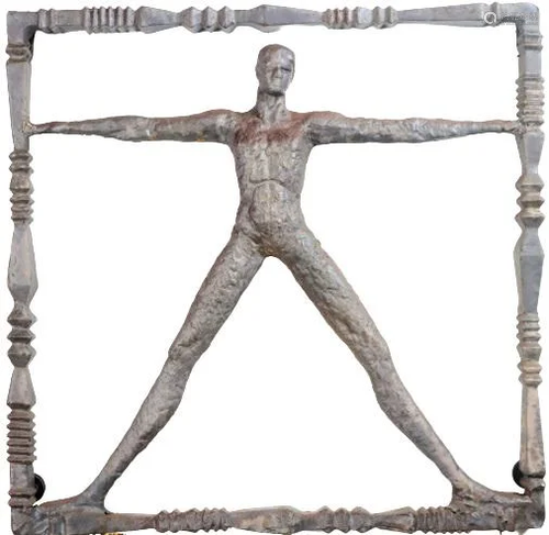 Square Iron Figural Wall Sculpture