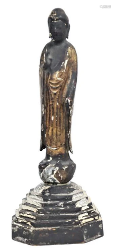 Chinese Gilt Wood Standing Bodhisattva Statue