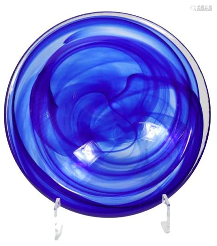 Kosta Boda Cobalt Blue Swirl Bowl