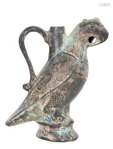 Antique Japanese Bronze Parrot Vessel