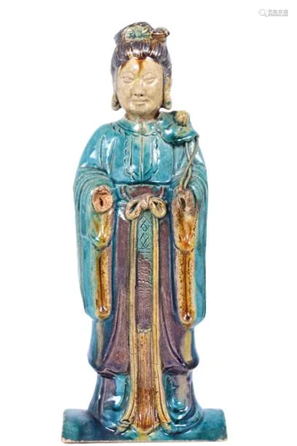 Chinese Glazed Ceramic Figural Roof Tile