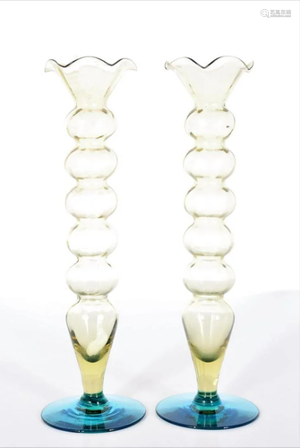 Pair of Art Glass Bud Vases