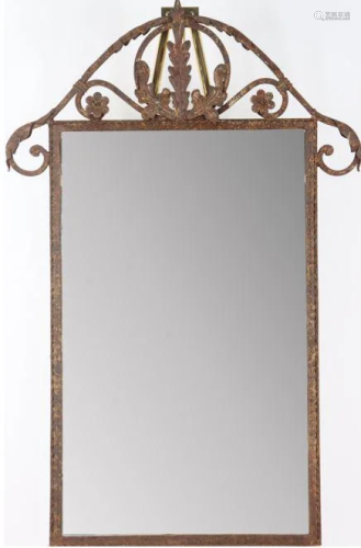 20th C Pressed Iron Mirror