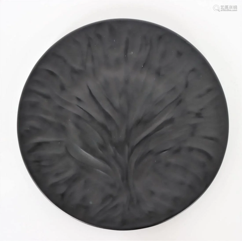 Lalique Algues Noir Black Plate w Tree of Life