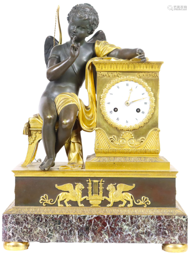 Early French Empire Bronze Mantle Clock