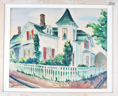 William Jacobson Watercolor of Nantucket House