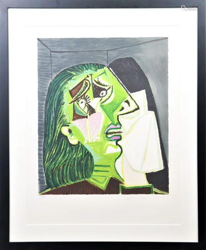 After Pablo Picasso, Femme au Mouchoir Litho, COA