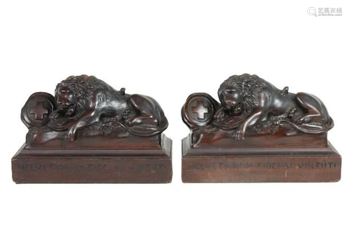 Antique Wood Carved Grand Tour Lion Bookends