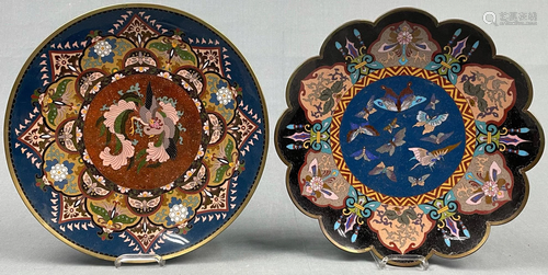 2 cloisonné plates. Probably Japan, China old.