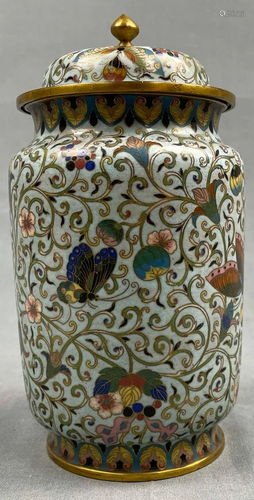 Cloisonné jar with lid. Probably China, Japan