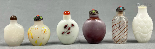 6 snuff bottles. Probably China old. Japan? Dimensions