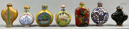 7 snuff bottles. Probably China, Japan antique.