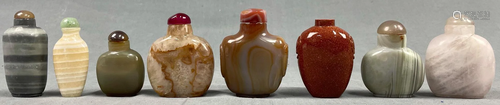 8 snuff bottles. Probably stone, China old. Up to 8 cm.