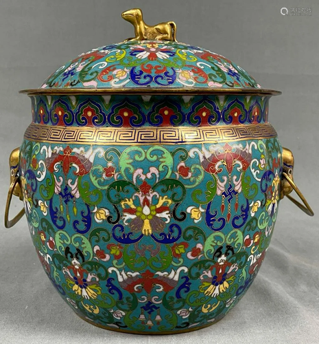 Cloisonné pot with a lid. Probably China antique.