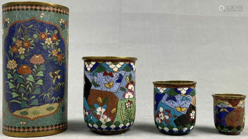 4 cups. Cloisonne. Probably Japan antique.