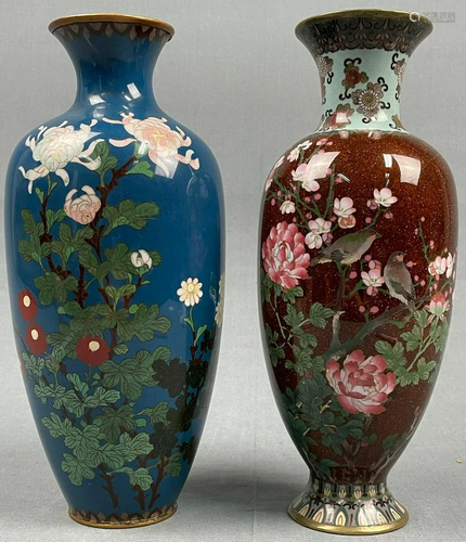 2 cloisonné vases. Probably Japan, China old.