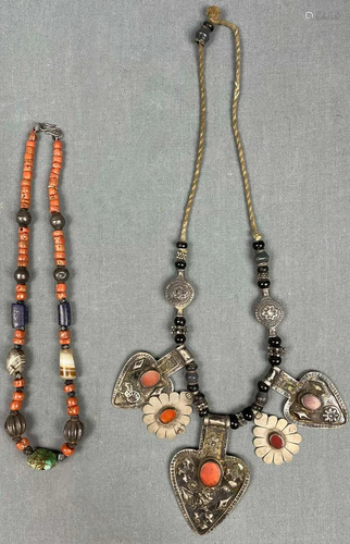 2 necklaces. Probably Tekke Turkmenistan and Tibet,