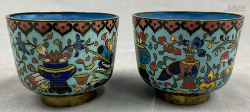 2 cloisonné bowls. Probably China, Japan antique.