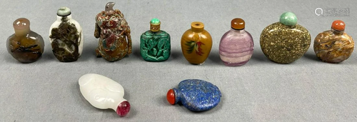 10 fine snuff bottles. Probably China, Japan antique.