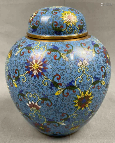 Cloisonné lidded vessel. Ginger pot? Probably