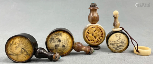 4 bottles. Snuff Bottles? Probably Japan antique.