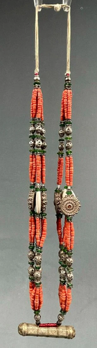 Chain, necklace. Probably silver with stones, Tibet,